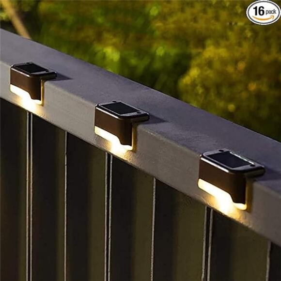 Solar Deck Lights Outdoor 16 Pack, Solar Step Lights Waterproof (Warm White) - Picture 7 of 7